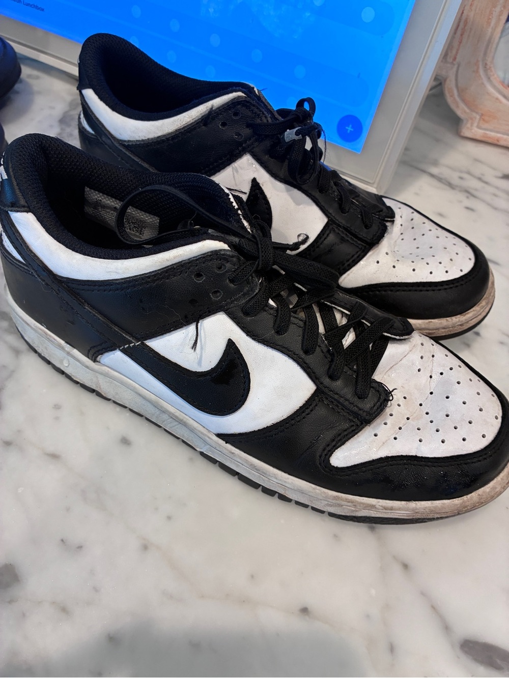 Nike Women’s 5Y Black and White Low-Top Sneakers with Swoosh